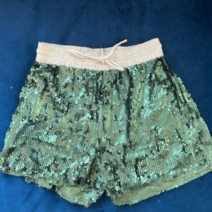 Zara Sequin Dark Green Shorts